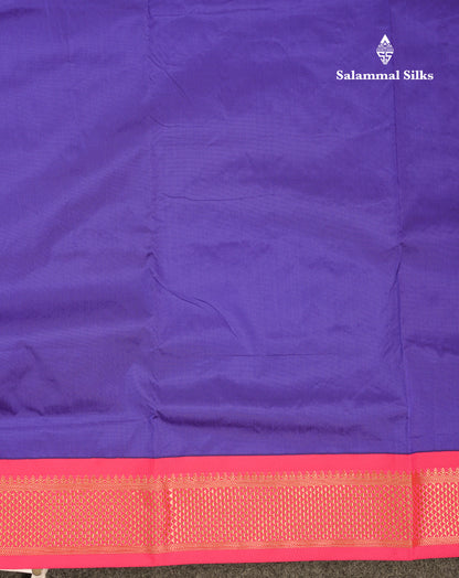 9 Yards Semi Silk Saree Peacock Green With Contrast Pink Traditional Border
