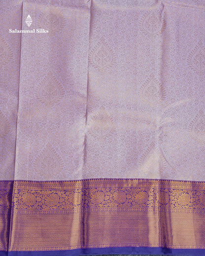 Bridal Semi Silk Saree - Light Pink Colour Body With Contrast Navy Blue Evening Morning Border