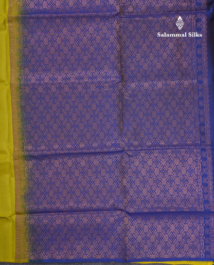 Beautiful Parrot Green Pure Silk Mix Soft Silk Saree With Contrast Navy Blue Blouse