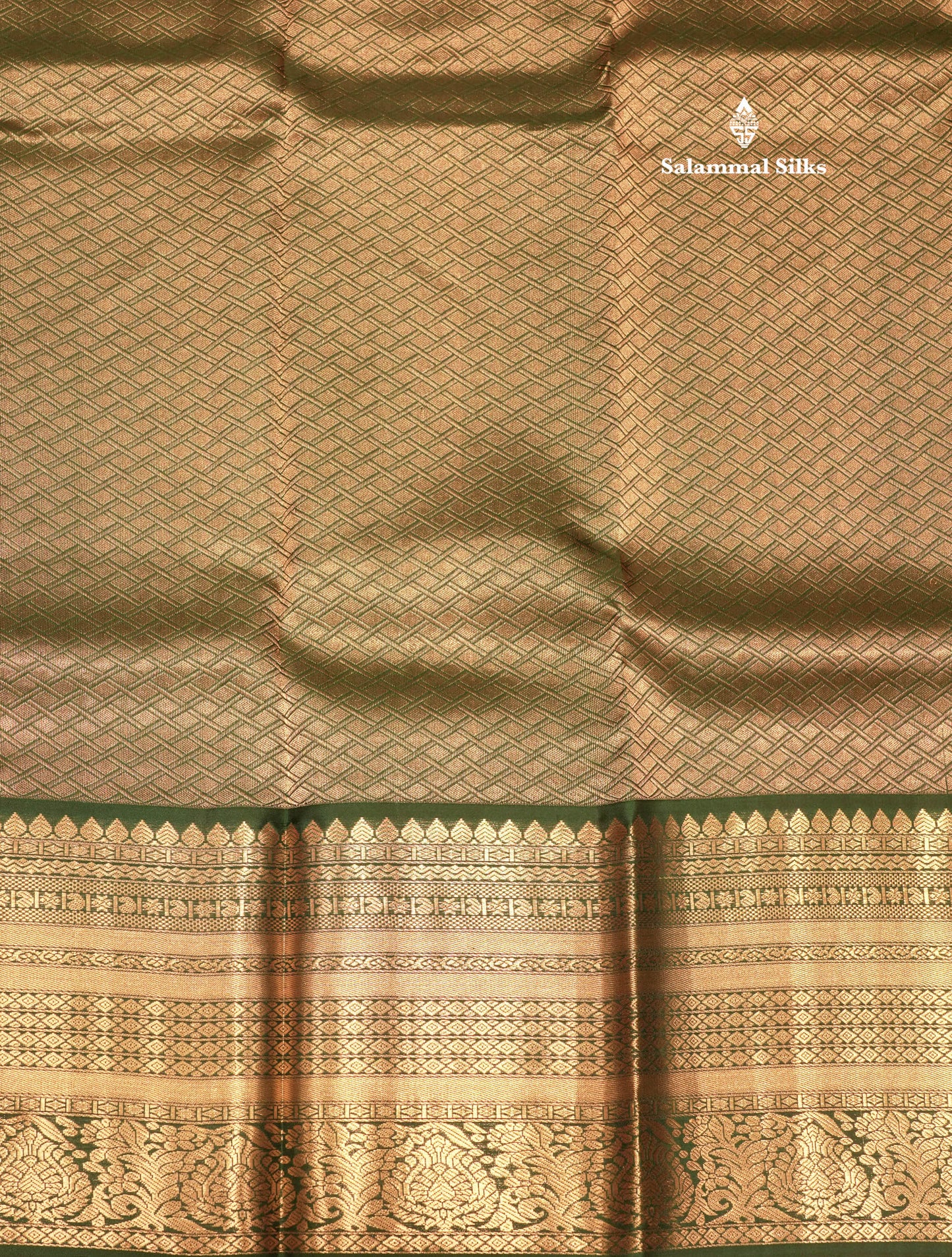 Brown Colour Pure Kanjivaram Silk Saree with Bottle Green Border