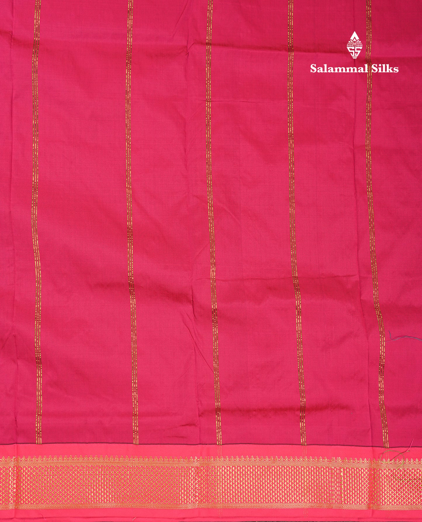 9 Yards Semi Silk Saree Peacock Green With Contrast Pink Traditional Border