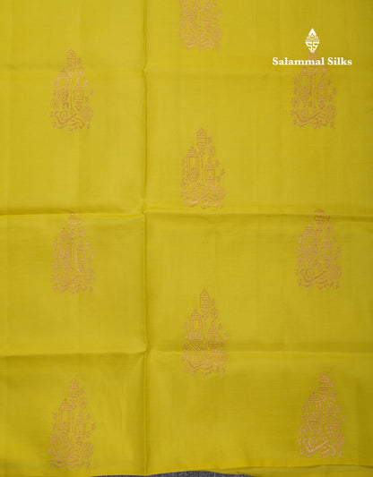Beautiful Parrot Green Pure Silk Mix Soft Silk Saree With Contrast Navy Blue Blouse