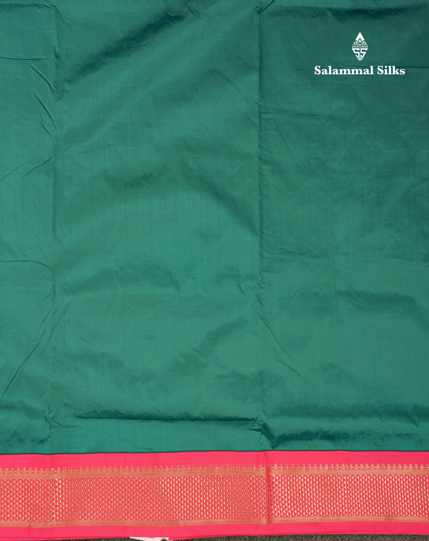 9 Yards Semi Silk Saree Peacock Green With Contrast Pink Traditional Border
