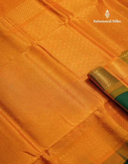 Beautiful Paalum Pazham Checks Pure Silk Cotton Saree With Contrast Mustard Yellow Blouse