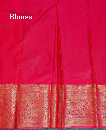 Bridal Semi Silk Saree - Anandha Blue Colour Body With Contrast Chilly Red Evening Morning Border
