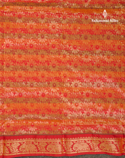 10 Yards Art Silk Saree Paalum Pazham Checks with Contrast Maroon Traditional Border