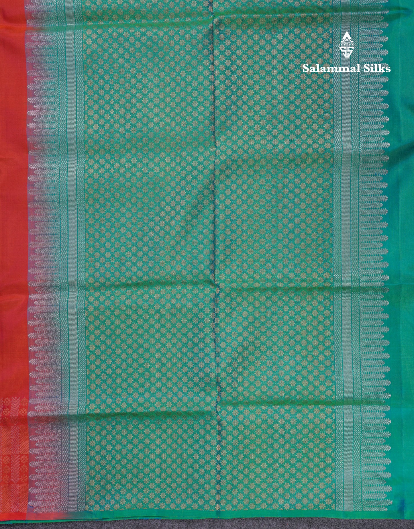 Beautiful Orange Pure Kanjivaram Soft Silk Saree With Contrast Sapphire Green Blouse