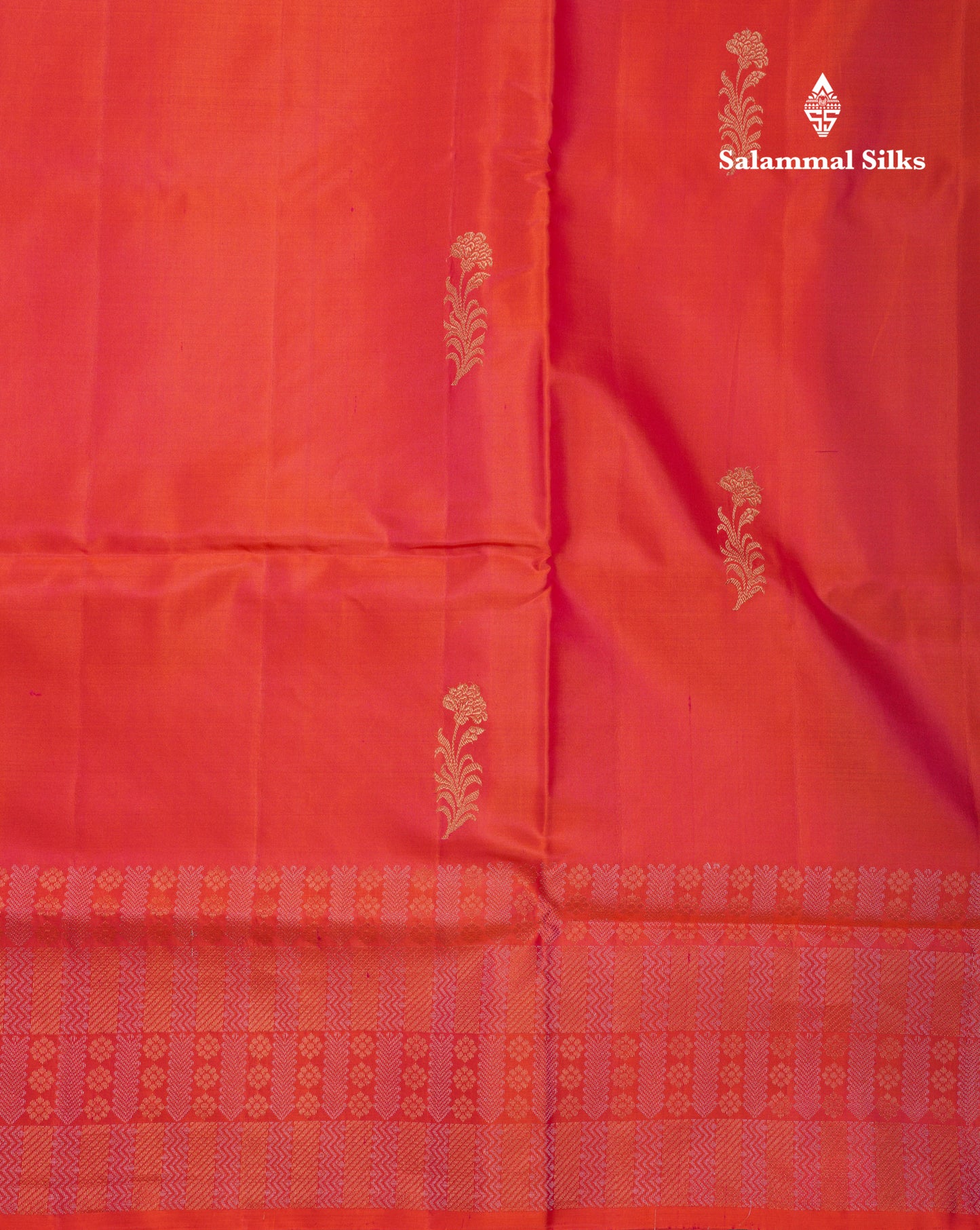 Beautiful Orange Pure Kanjivaram Soft Silk Saree With Contrast Sapphire Green Blouse