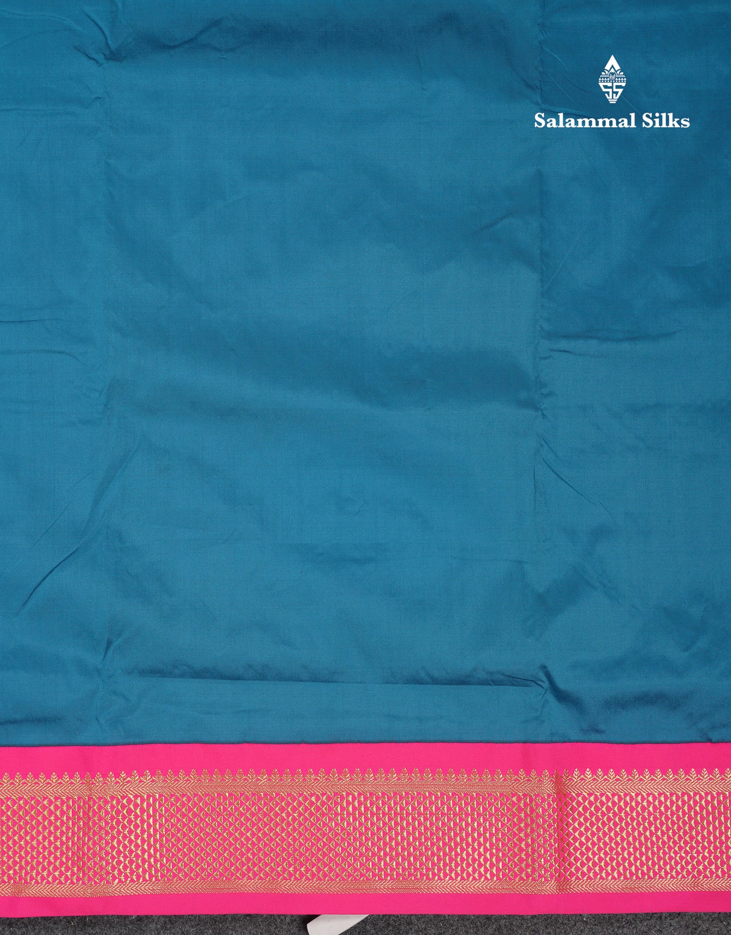9 Yards Semi Silk Saree Peacock Green With Contrast Pink Traditional Border