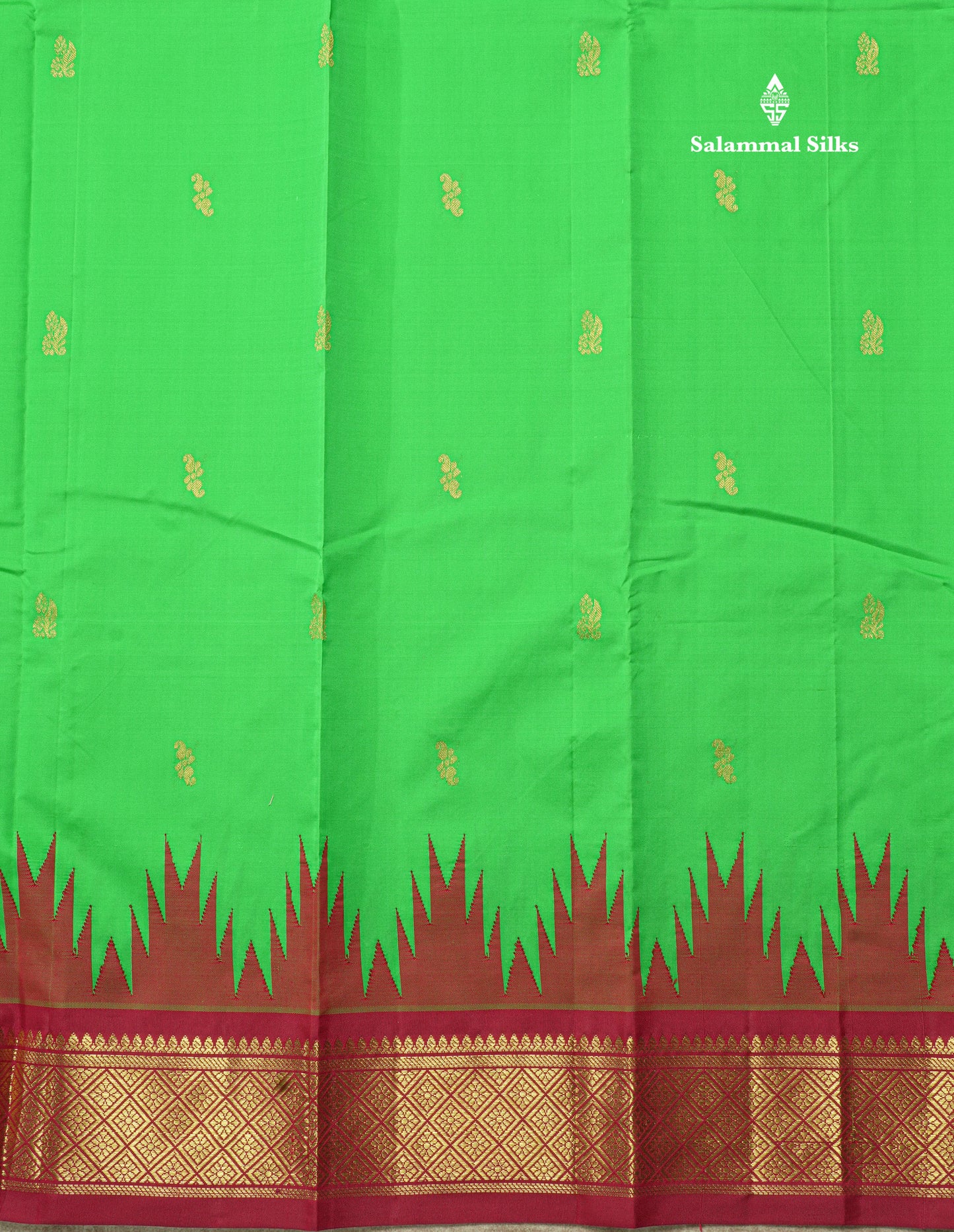 Mango Yellow Pure Mix Saree With One Side Maroon Traditional Temple Border