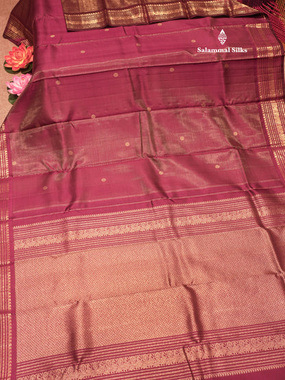 Magenta Colour Vaira Oosi Pure Kanjivaram Silk Saree with Gold Zari Border