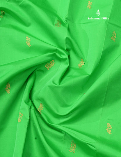 Mango Yellow Pure Mix Saree With One Side Maroon Traditional Temple Border