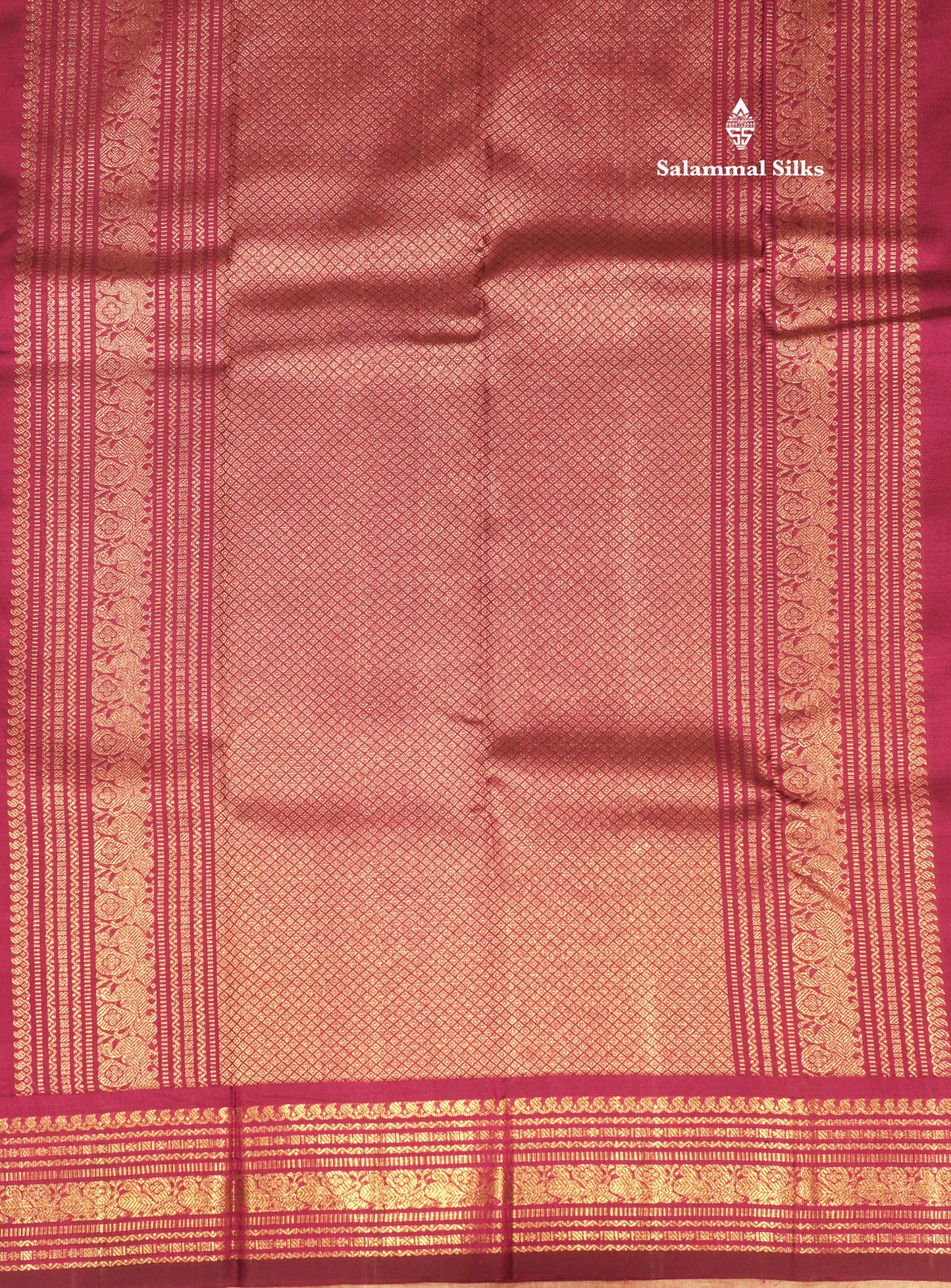 Magenta Colour Vaira Oosi Pure Kanjivaram Silk Saree with Gold Zari Border