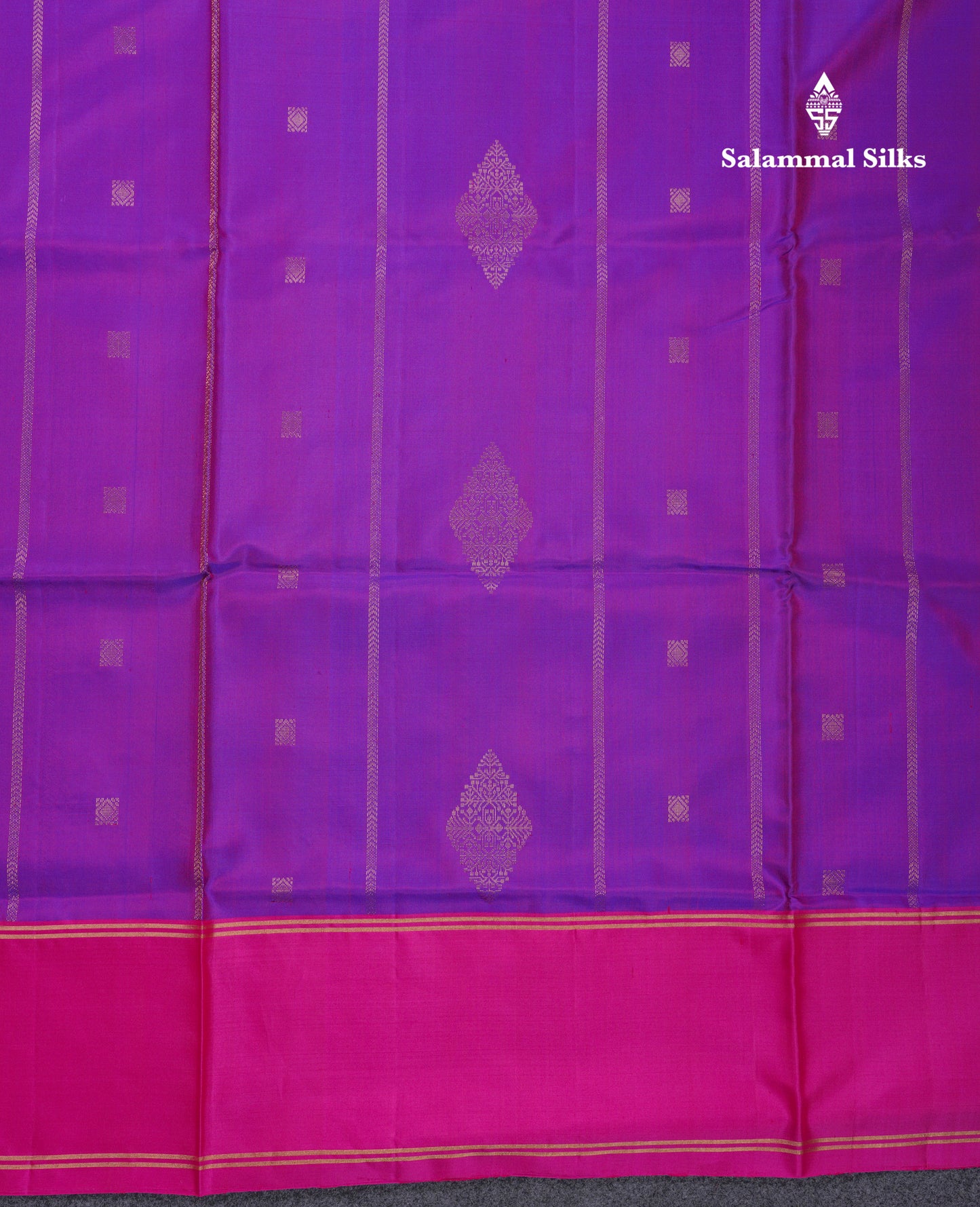 Beautiful Purple Pure Kanjivaram Soft Silk Saree With Contrast Fancy Pink Border