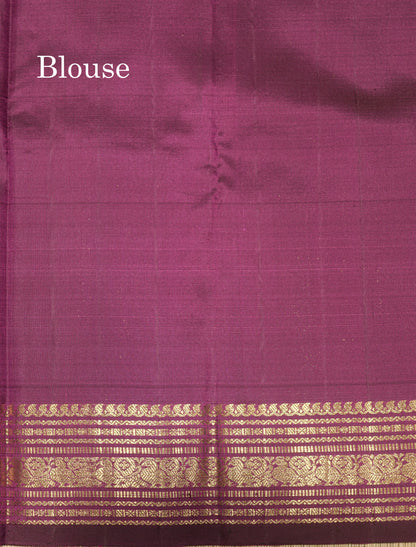 Magenta Colour Vaira Oosi Pure Kanjivaram Silk Saree with Gold Zari Border