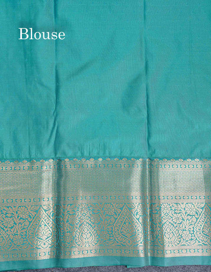 Bridal Semi Silk Saree -  Yellow Colour Body With Contrast Teal Green Evening Morning Border