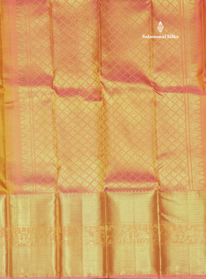 Mustard Yellow Colour Pure Kanjivaram Silk Saree with Pallakku Border