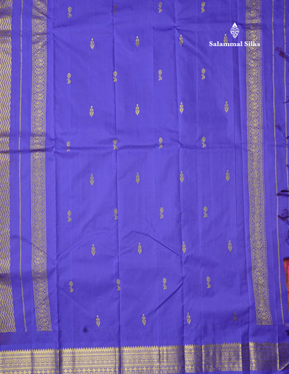 Fanta Orange Pure Mix Saree With One Side Traditional Temple Violet Border