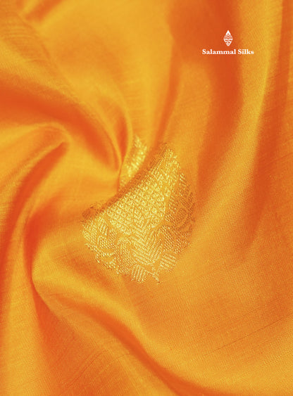 Mustard Yellow Colour Pure Kanjivaram Silk Saree with Pallakku Border