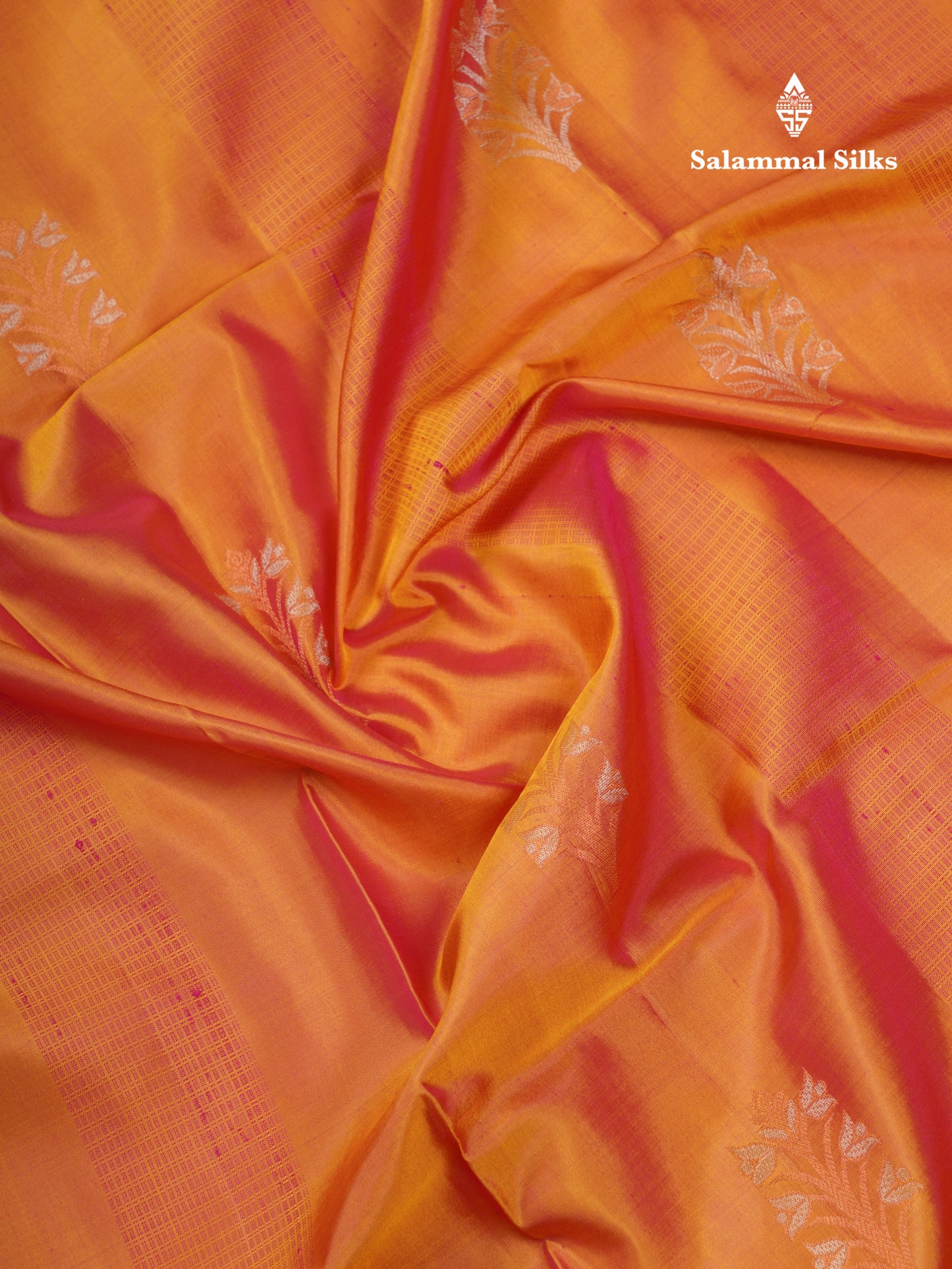 Beautiful Dual Tone Orange Pure Kanjivaram Soft Silk Saree With Contrast Pink Blouse
