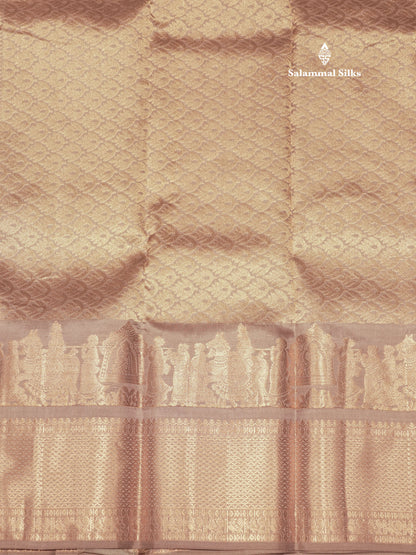 Ash Colour Pure Kanjivaram Silk Saree with Pallakku Border