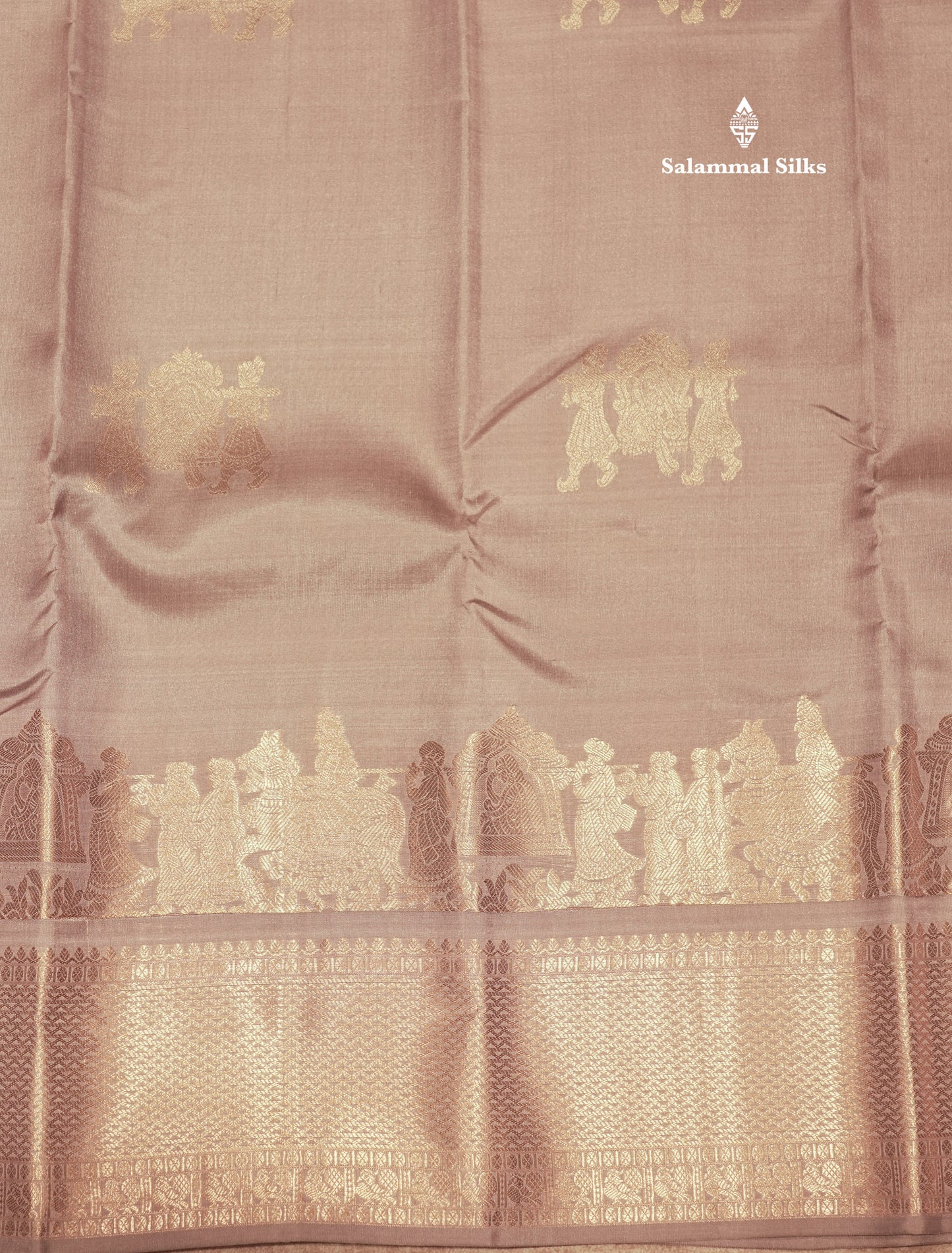 Ash Colour Pure Kanjivaram Silk Saree with Pallakku Border