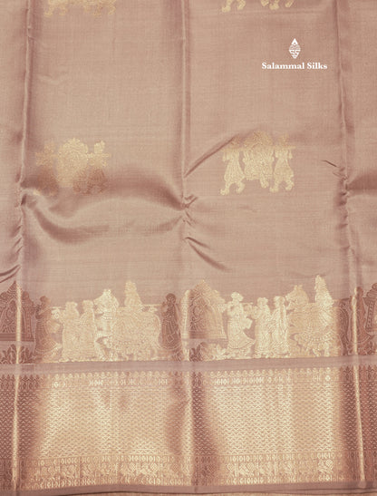 Ash Colour Pure Kanjivaram Silk Saree with Pallakku Border