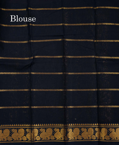 Beautiful Dark Brown Plain Sungudi Cotton Saree With Contrast Light Chocolate Long Border