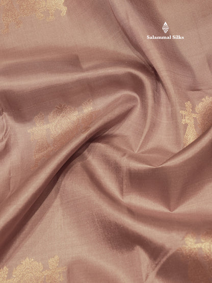 Ash Colour Pure Kanjivaram Silk Saree with Pallakku Border