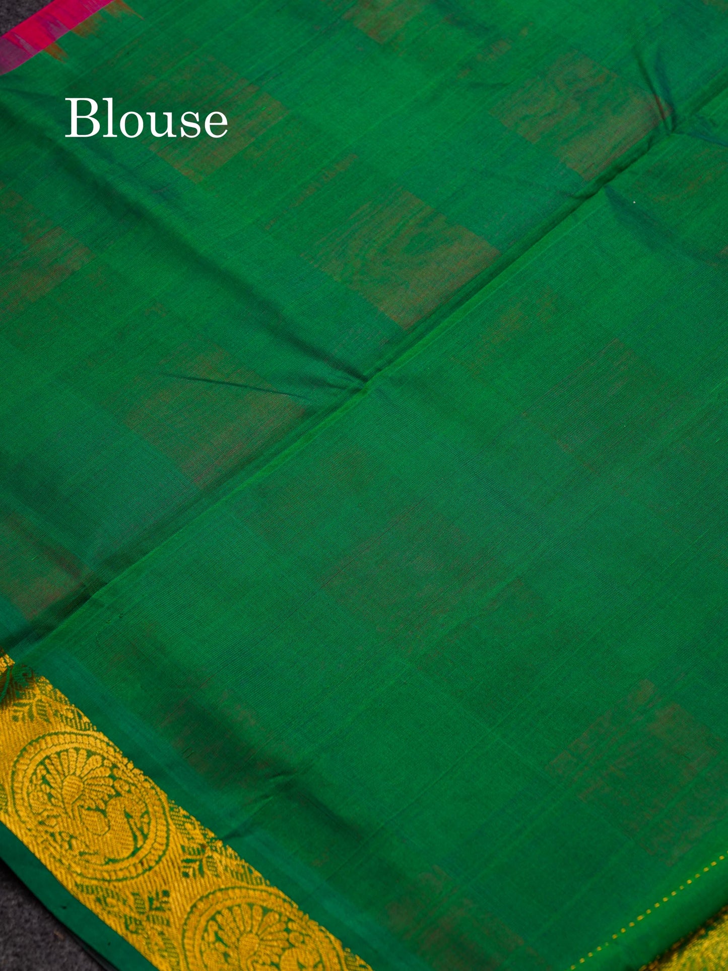 Beautiful Paalum Pazham Checks Pure Silk Cotton Saree With Contrast Saffire Green Blouse