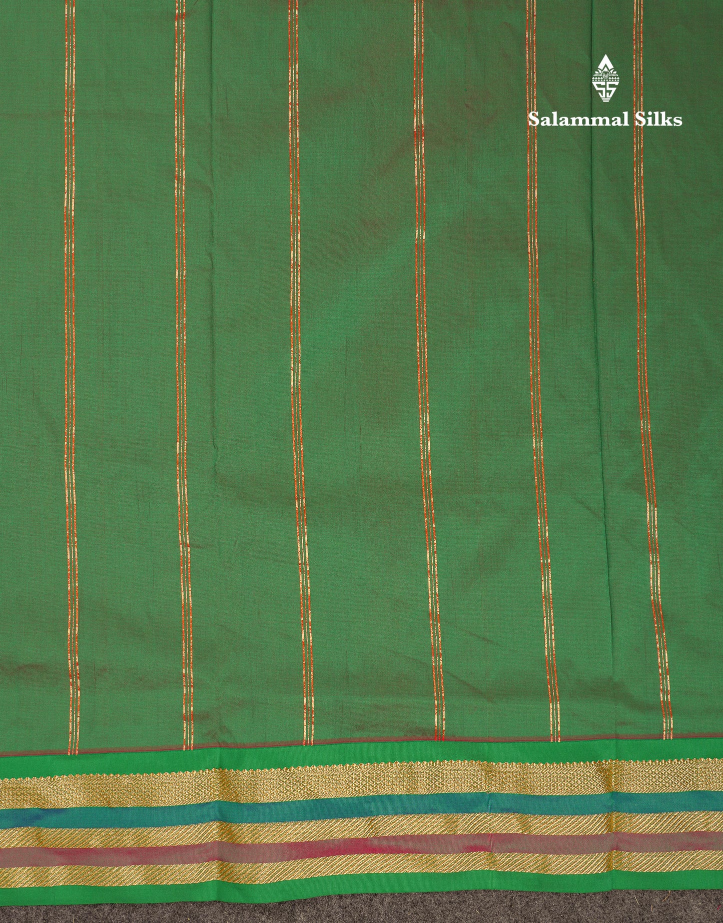 10.5 Yards Semi Silk Saree Green With Contrast Pink Traditional Border