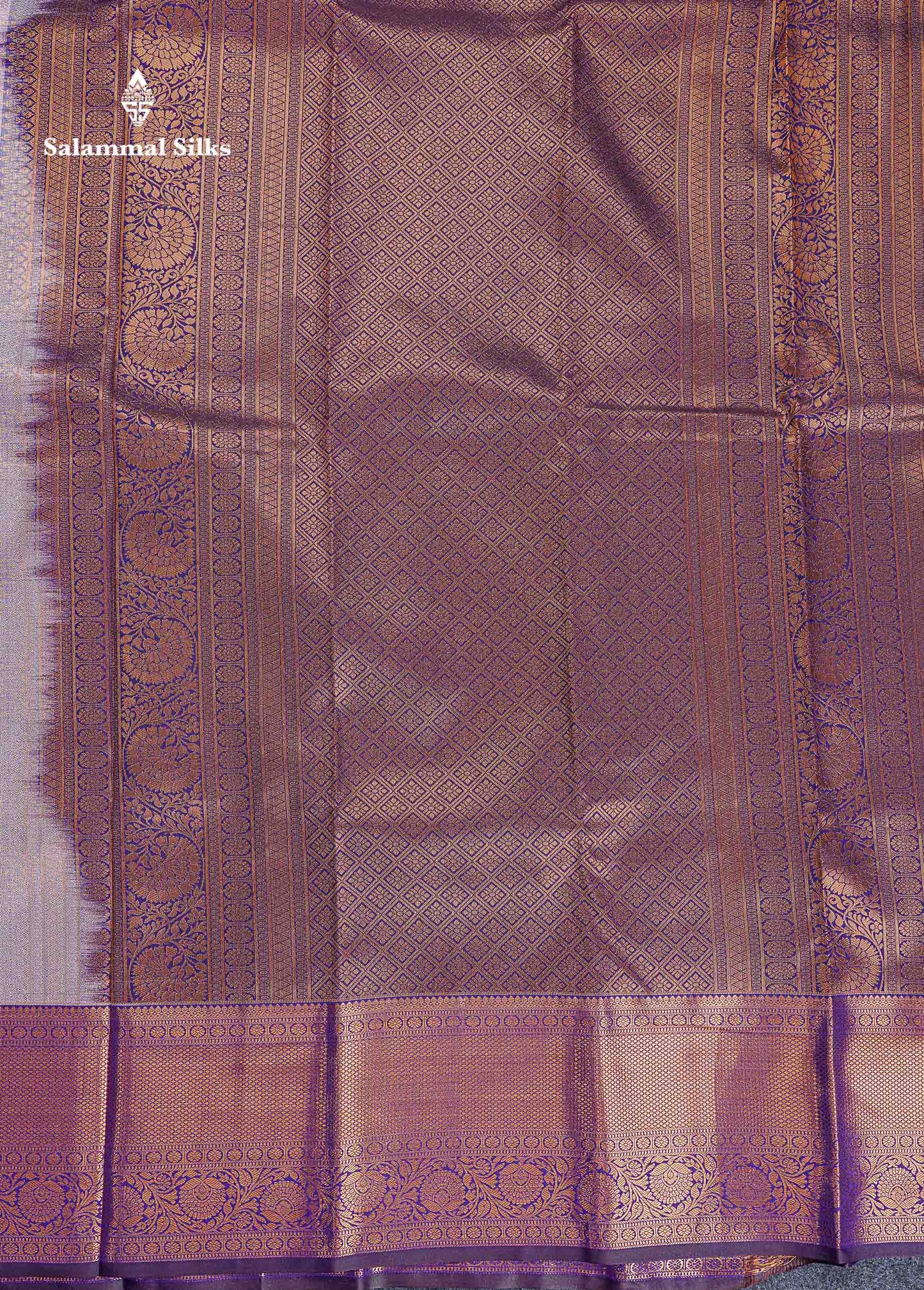 Bridal Semi Silk Saree - Light Pink Colour Body With Contrast Purple Border