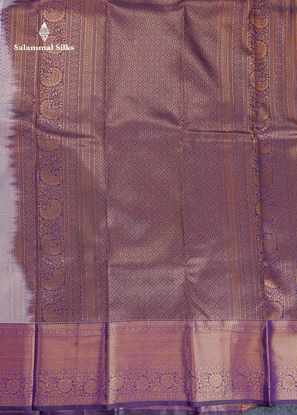 Bridal Semi Silk Saree - Light Pink Colour Body With Contrast Purple Border