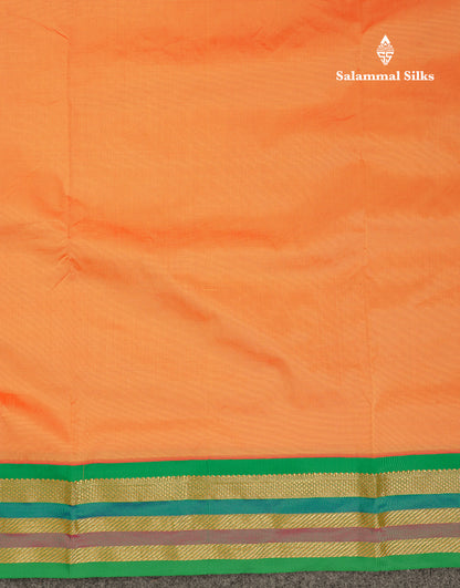 10.5 Yards Semi Silk Saree Green With Contrast Pink Traditional Border