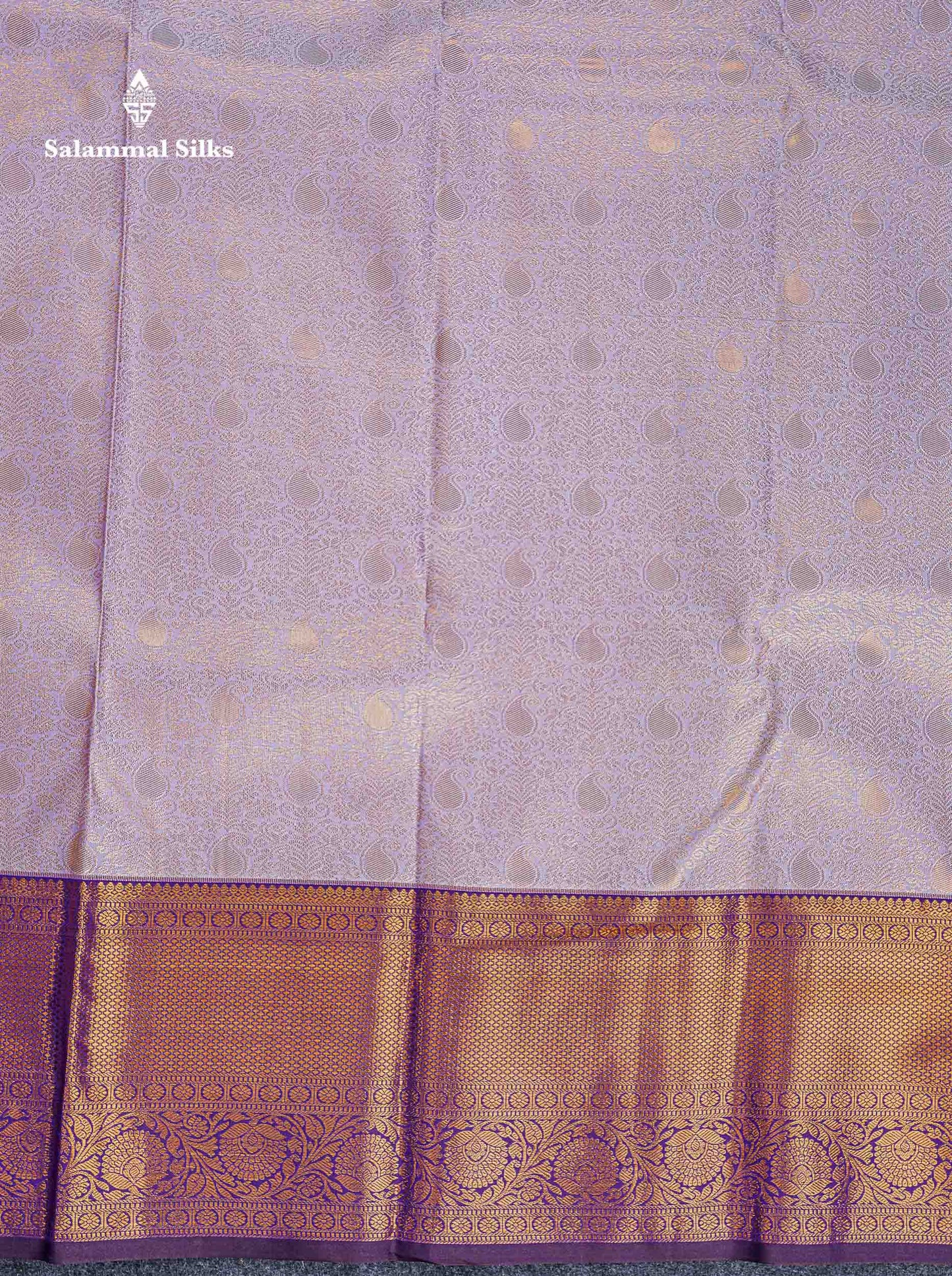Bridal Semi Silk Saree - Light Pink Colour Body With Contrast Purple Border