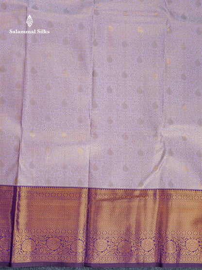 Bridal Semi Silk Saree - Light Pink Colour Body With Contrast Purple Border