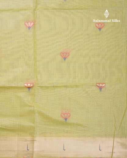 Beautiful Onion Pink Menakari Work Muga Cotton Saree With Fancy Border