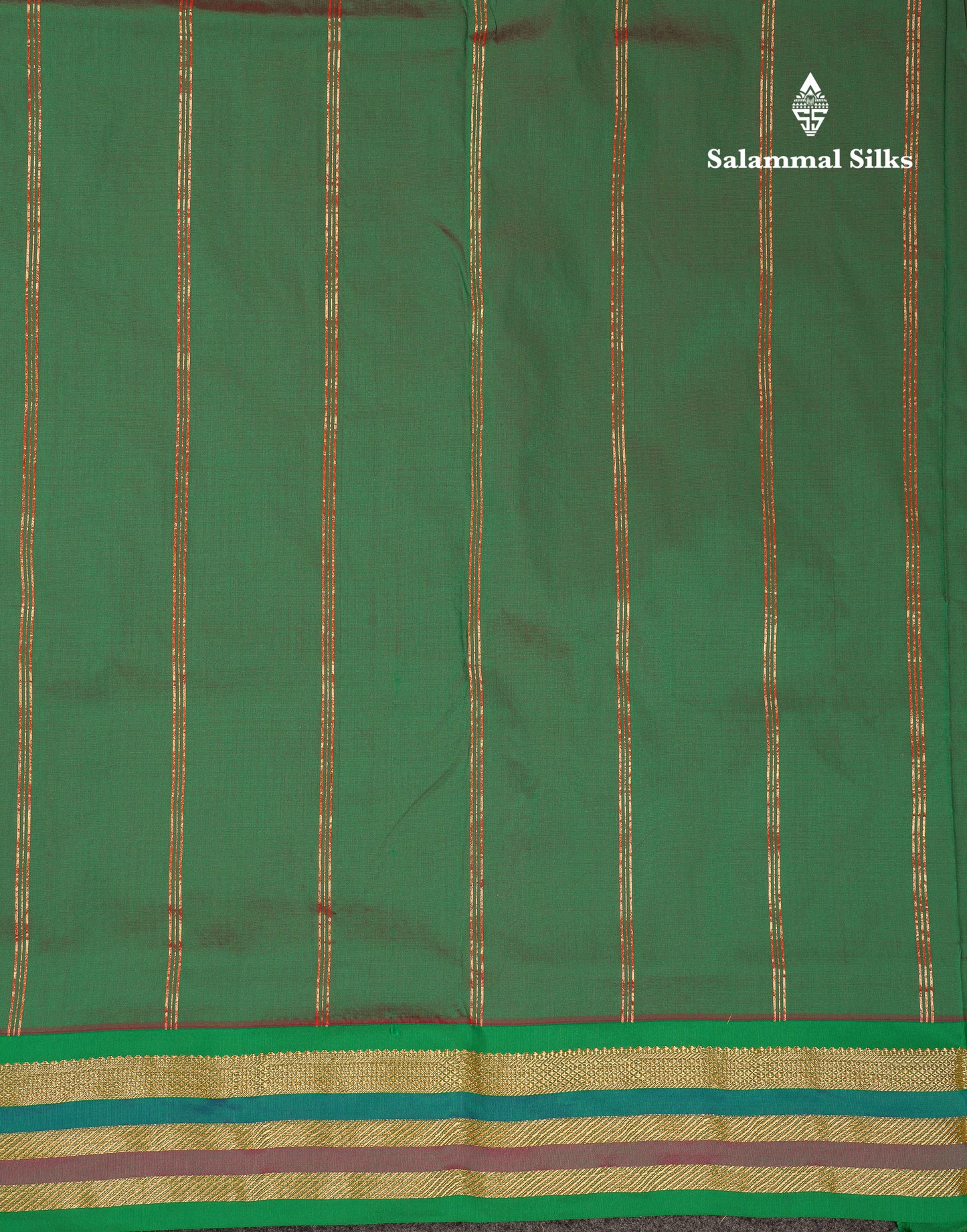 10.5 Yards Semi Silk Saree Green With Contrast Pink Traditional Border