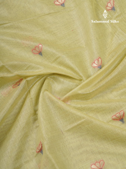 Beautiful Onion Pink Menakari Work Muga Cotton Saree With Fancy Border