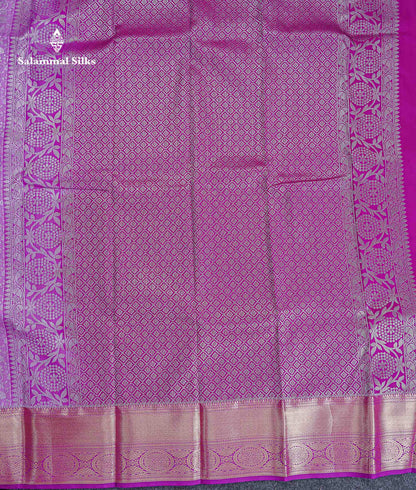 Bridal Semi Silk Saree - Light Pink Colour Body With Contrast Magenta Pink Border