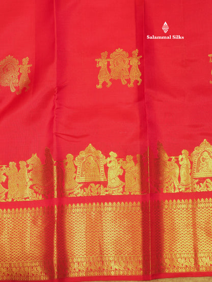 Ash Colour Pure Kanjivaram Silk Saree with Pallakku Border