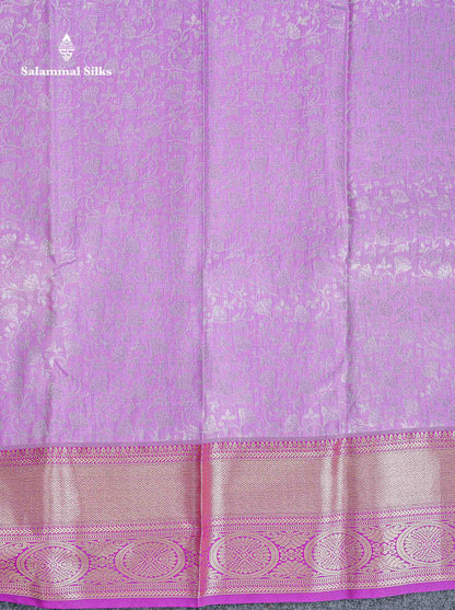 Bridal Semi Silk Saree - Light Pink Colour Body With Contrast Magenta Pink Border