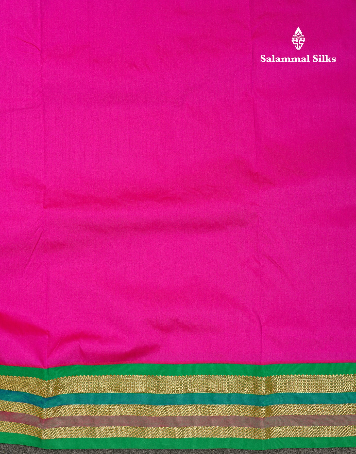 10.5 Yards Semi Silk Saree Green With Contrast Pink Traditional Border