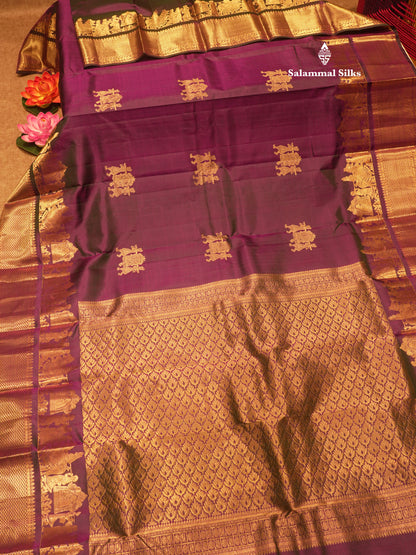Ash Colour Pure Kanjivaram Silk Saree with Pallakku Border