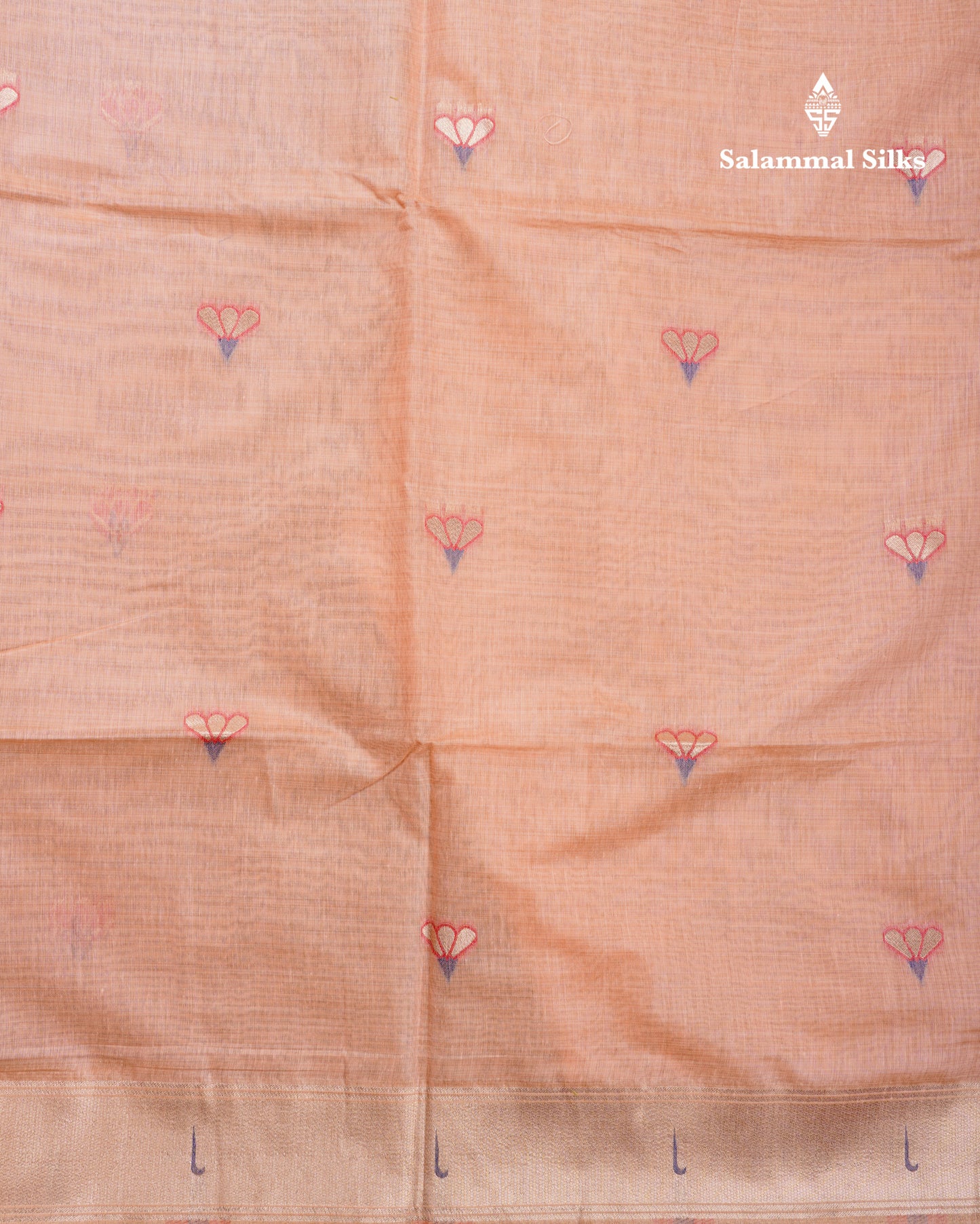 Beautiful Onion Pink Menakari Work Muga Cotton Saree With Fancy Border