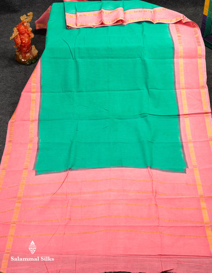 Beautiful Mustard Yellow Sungudi Cotton Saree With Contrast Dark Bottle Green Traditional Gap Border