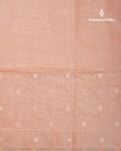 Beautiful Onion Pink Menakari Work Muga Cotton Saree With Fancy Border