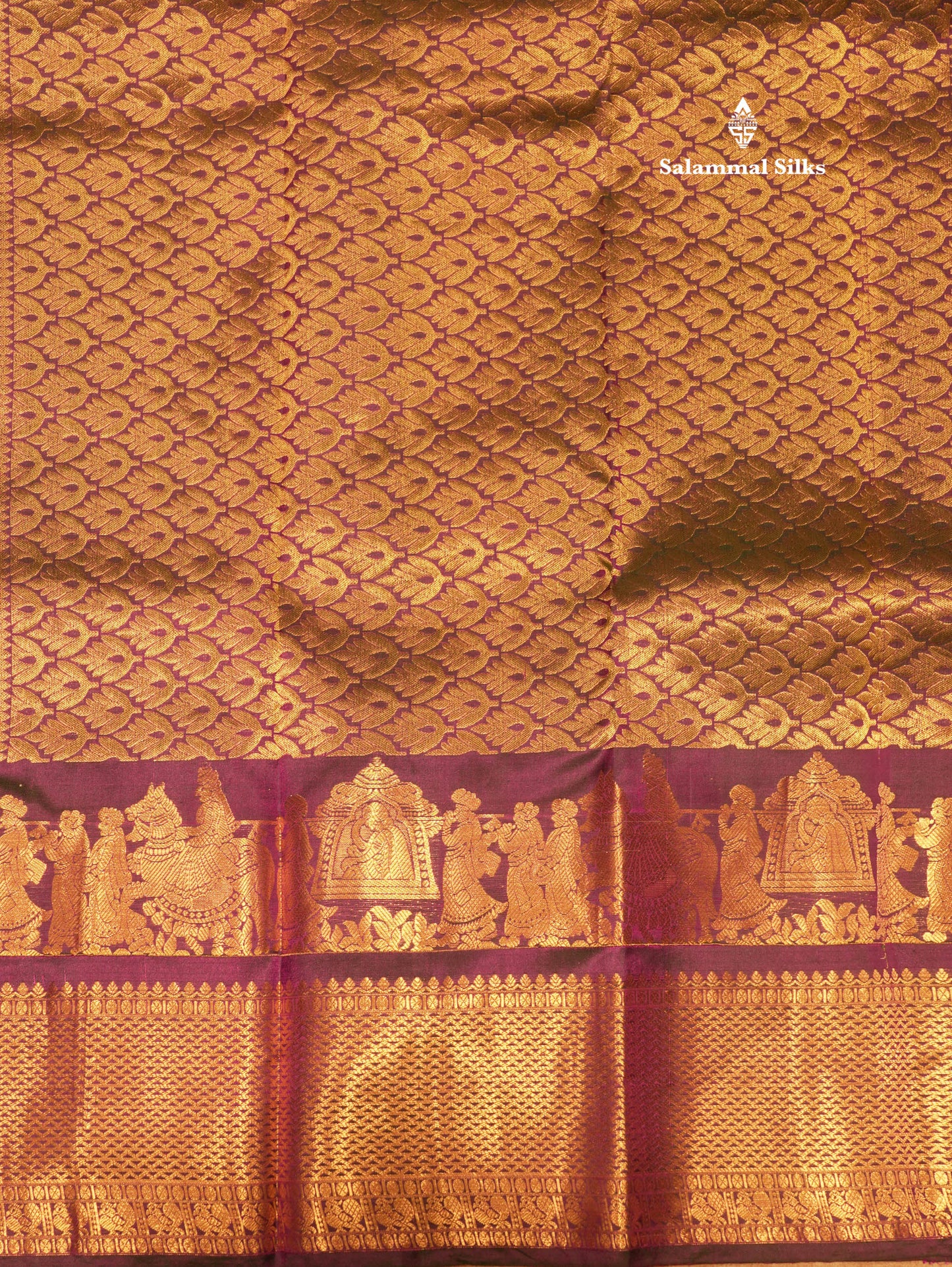 Ash Colour Pure Kanjivaram Silk Saree with Pallakku Border