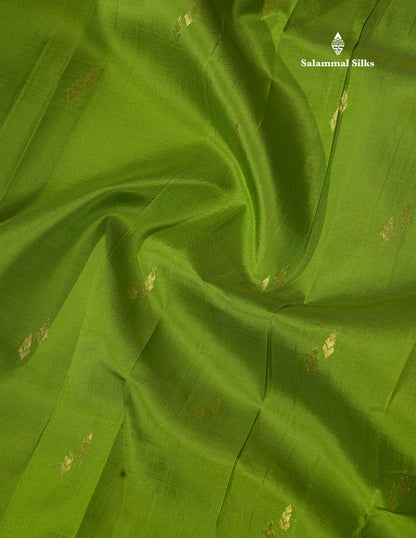Pista Green Pure Kanjivaram Silk Saree With One Side Traditional Border