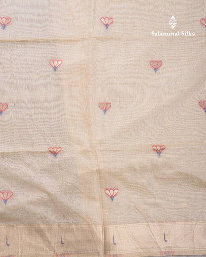 Beautiful Onion Pink Menakari Work Muga Cotton Saree With Fancy Border